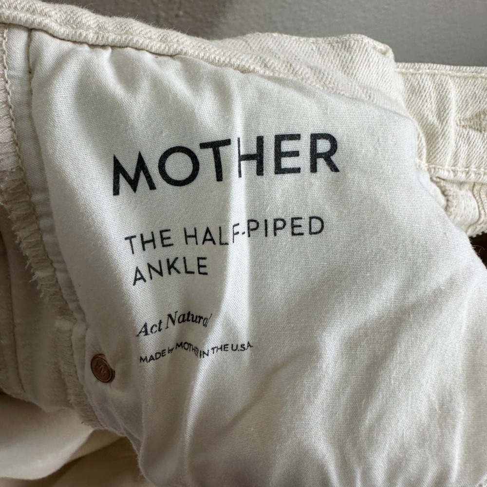 MOTHER The Half Pipe High-Rise Ankle Jeans Ivory Wide Leg Barrel Size 31 - Picture 8 of 12
